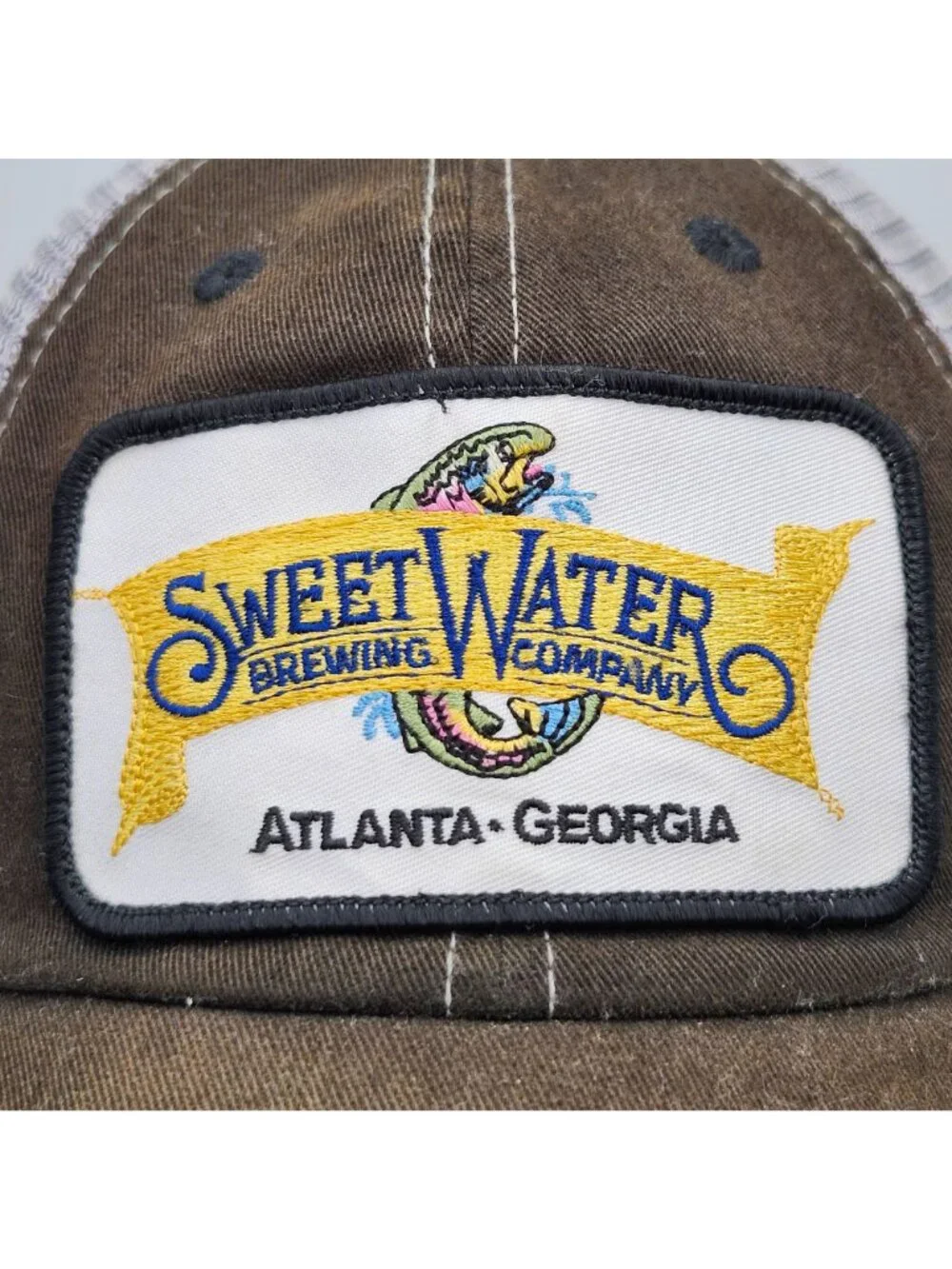 SweetWater Brewing Company Atlanta Georgia Mesh Trucker Hat Brown Gray